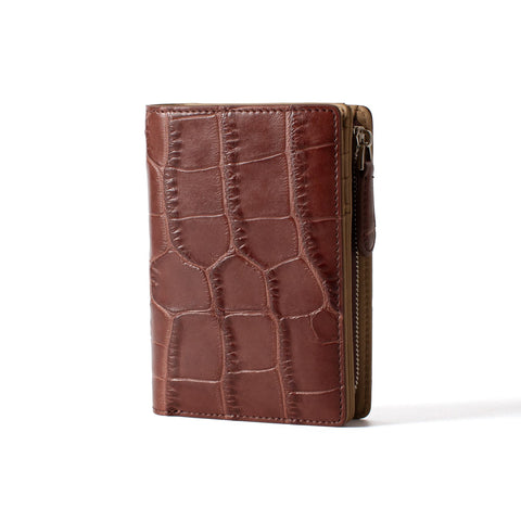 Sebek ミドルウォレット ワニ革 セミマット加工 LCR-1215M Dブラウン